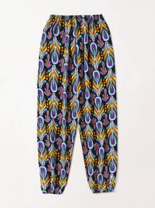 Pantalones cónicos con estampado de pluma - Multicolor - Ver 1