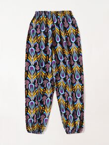 Pantalones cónicos con estampado de pluma - Multicolor - Ver 2