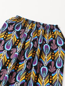 Pantalones cónicos con estampado de pluma - Multicolor - Ver 3