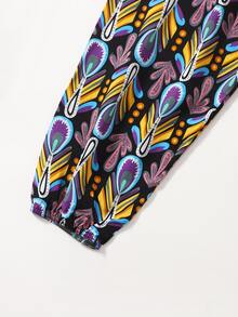 Pantalones cónicos con estampado de pluma - Multicolor - Ver 4