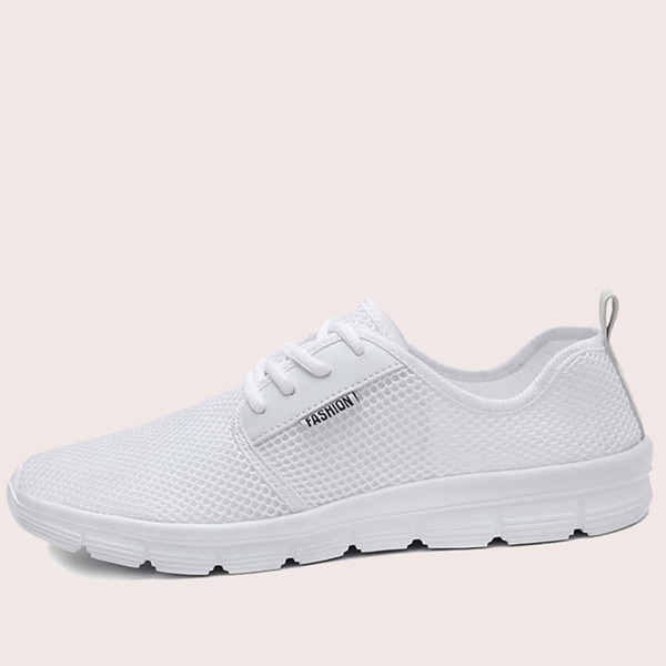 

Men Mesh Lace-up Front Sneakers, White