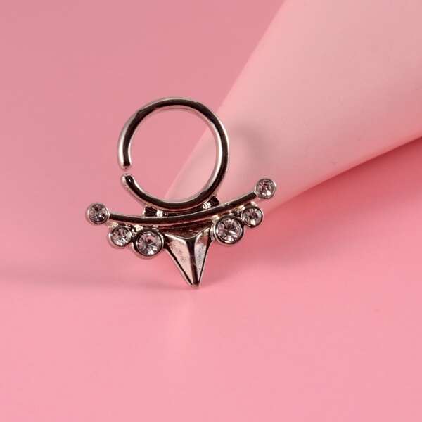 

Rhinestone Decor Nose Ring, Silver