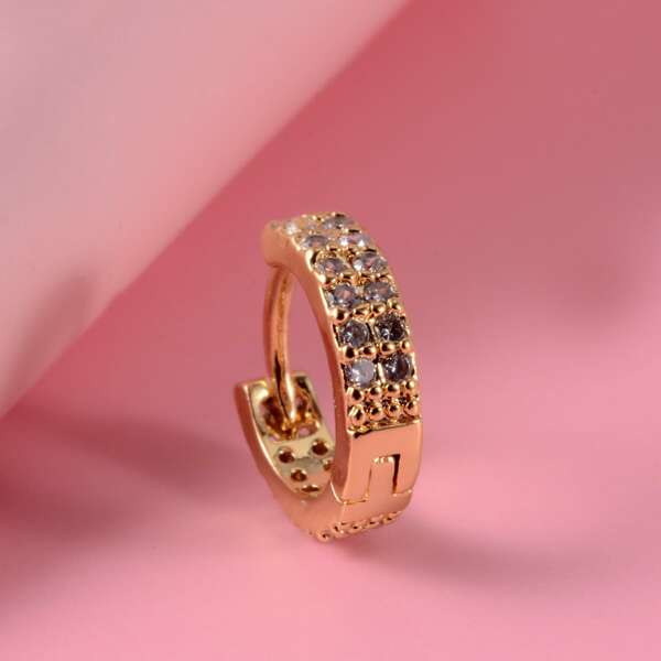

1pc Zircon Decor Hoop Earring, Gold