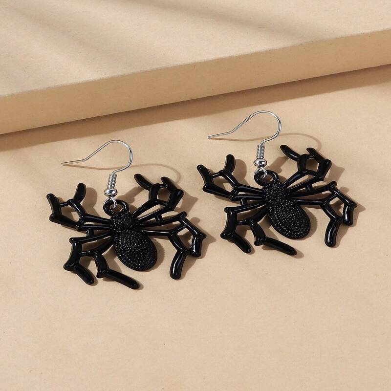 

Spider Drop Earrings, Black