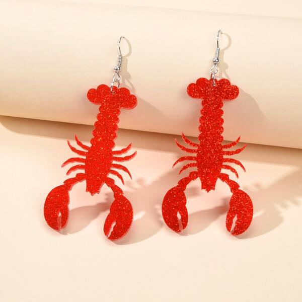

Animal Drop Earrings, Red