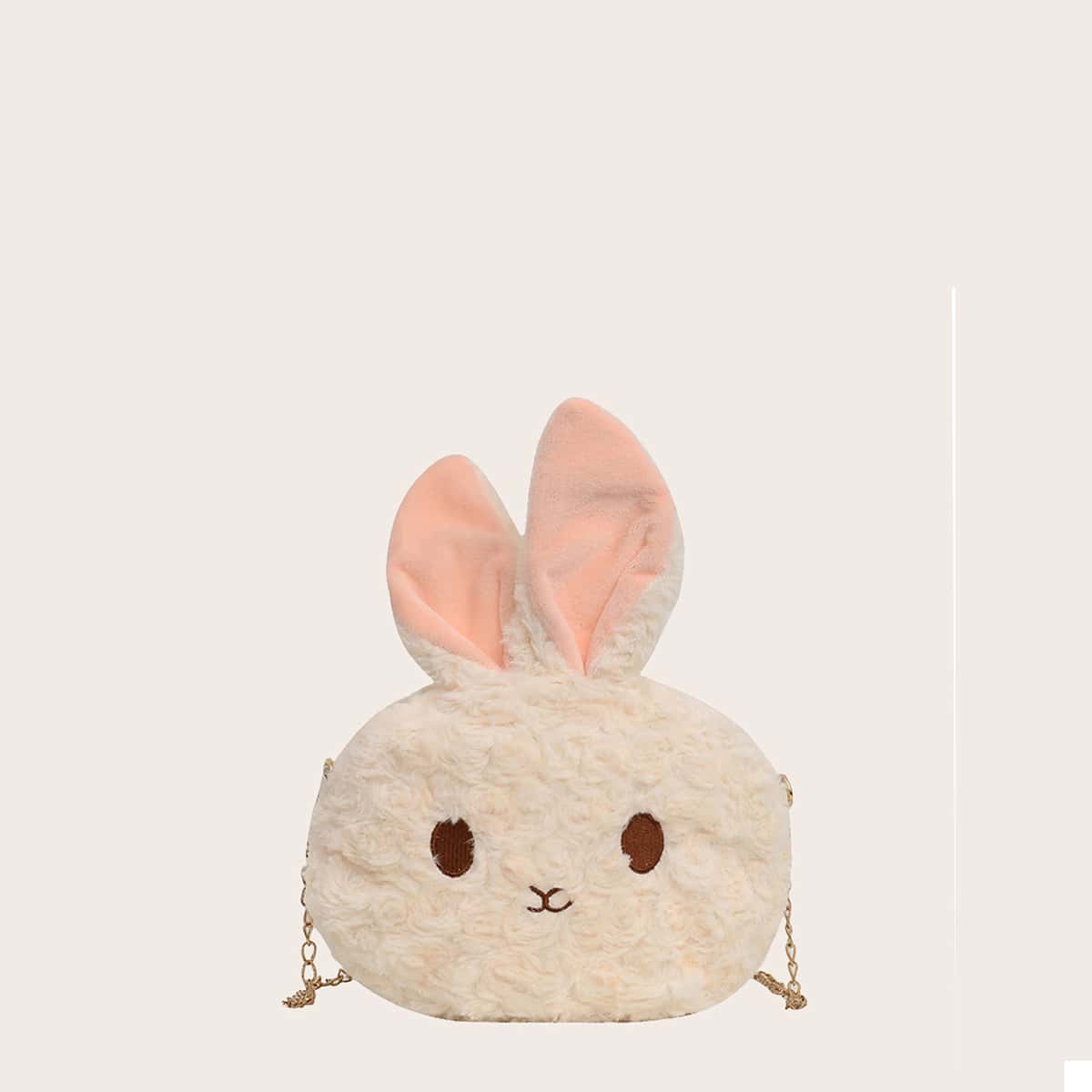 

Fluffy Cartoon Rabbit Crossbody Bag, Beige