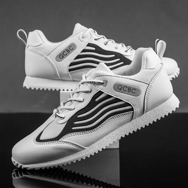 

Men Letter Graphic Lace-up Front Sneakers, White