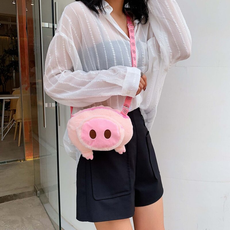 

Fluffy Cartoon Crossbody Bag, Pink