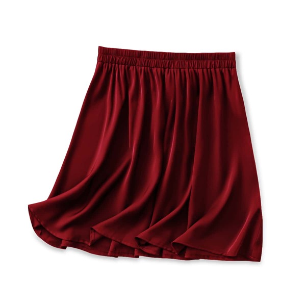 

Plus Solid Elastic Waist Skirt, Burgundy