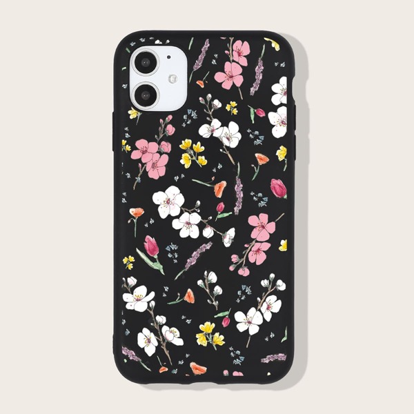 

Flower Print Phone Case, Black