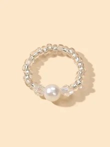 Beaded Toe Ring - Clear - View 2