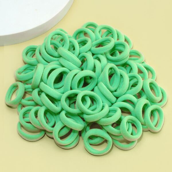 

100pcs Toddler Girls Plain Hair Tie, Green