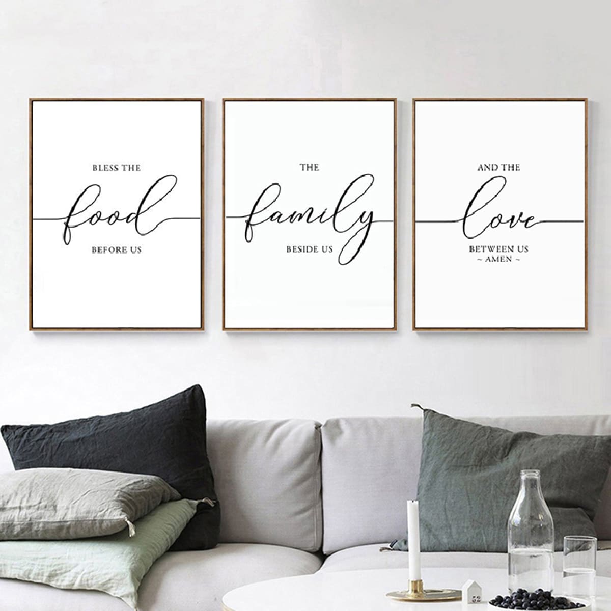 

3pcs Slogan Graphic Unframed Painting, Black and white