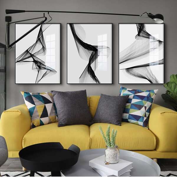 

3pcs Abstract Pattern Unframed Painting, Multicolor