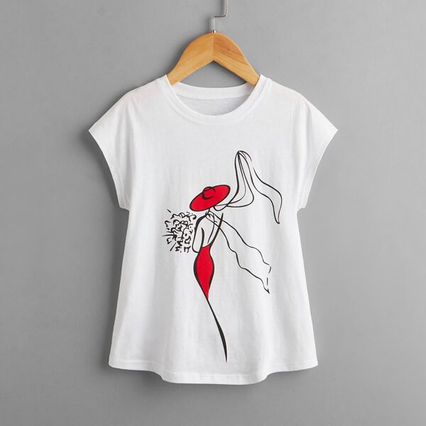 

Toddler Girls Figure Graphic Tee, White