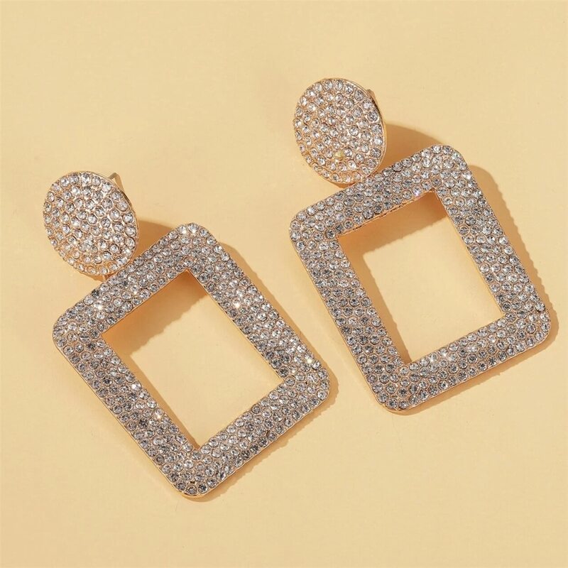 

Rhinestone Drop Earrings, Gold