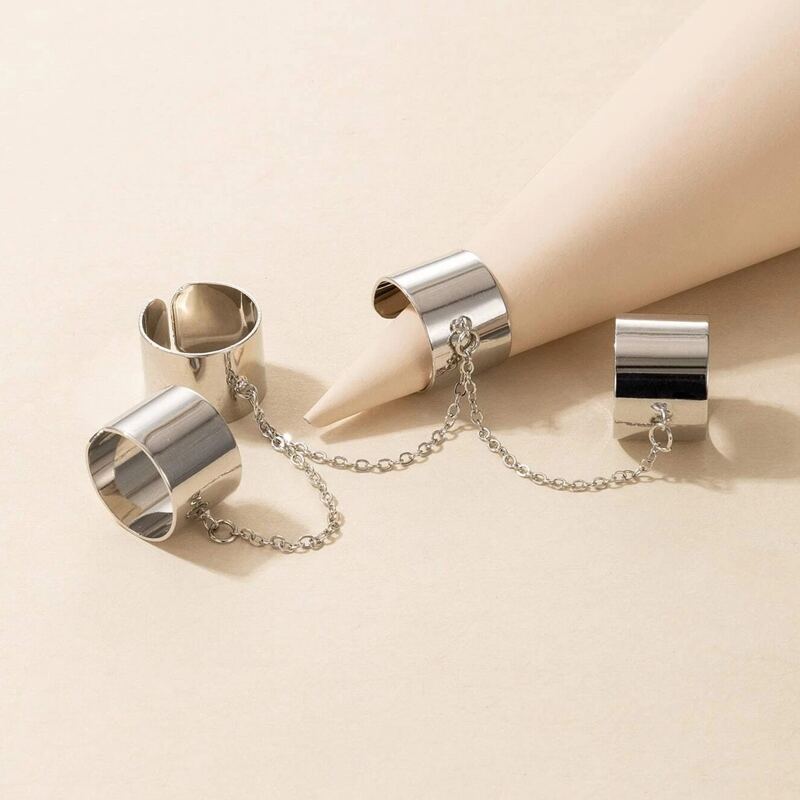

1pc Chain Linked Ring, Silver
