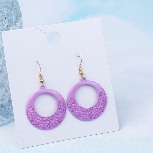 

Round Drop Earrings, Purple