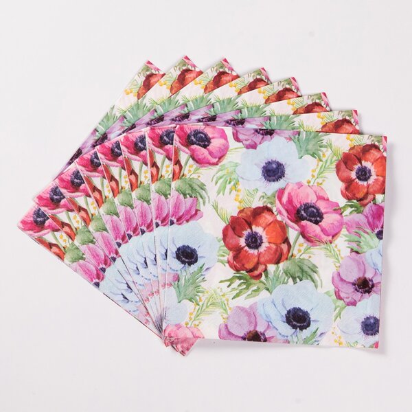 

20pcs Flower Print Disposable Napkin, Multicolor