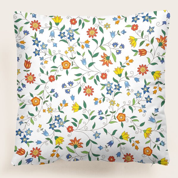 

Flower Print Cushion Cover Without Filler, Multicolor