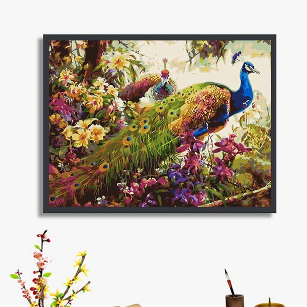 

Peacock Print DIY Diamond Unframed Painting, Multicolor