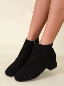 Women Suede Chunky Heel Boots, New Autumn/Winter Ankle Boots With Square Toe, Mid Heels - Black - View 2