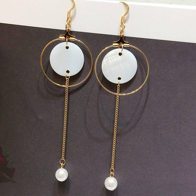 

Faux Pearl Drop Earrings, Gold