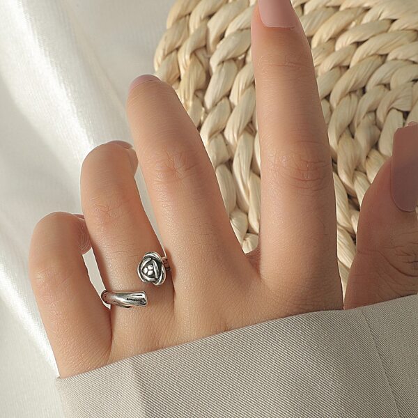 

Flower Design Cuff Ring, Antique silver
