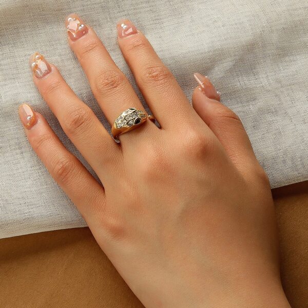 

Zircon Decor Cuff Ring, Gold
