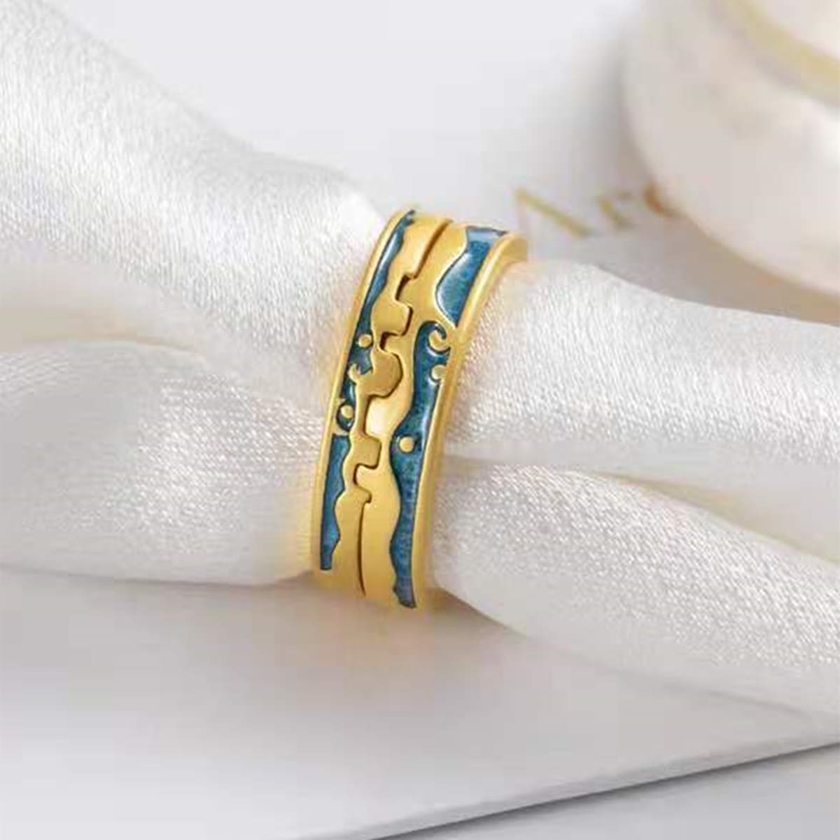 

Guys 2pcs Graphic Ring, Royal blue