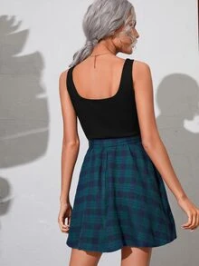 SHEIN Essnce 2 In 1 Plaid Belted Swing Dress - Multicolor - View 2