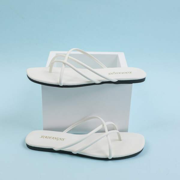 

Thin Strap Thong Sandals, White
