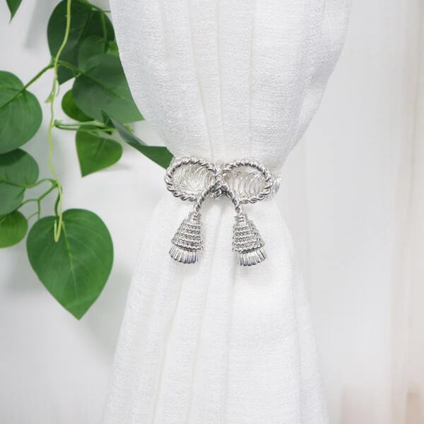 

1pc Bow Design Curtain Tieback, Silver