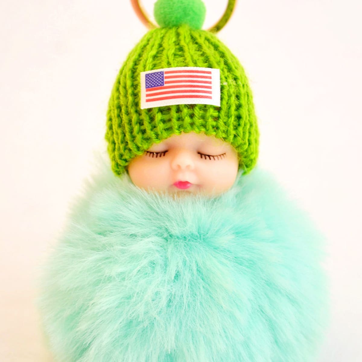

1pc Pom Pom Pendant Keychain, Mint green
