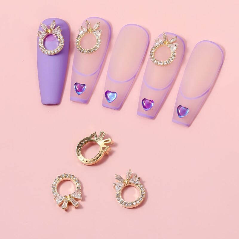 

3pcs Rhinestone Nail Art Decoration, Gold