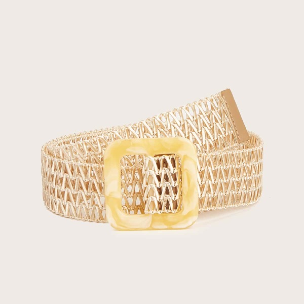 

Square Buckle Hollow Out Belt, Champagne