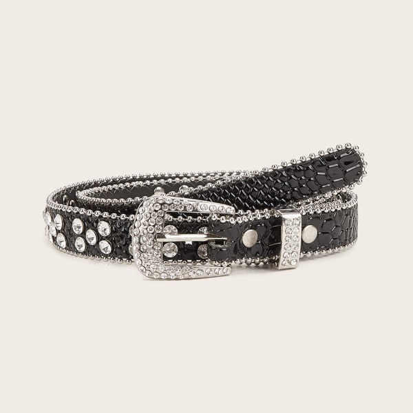 

Rhinestone Decor Belt, Black