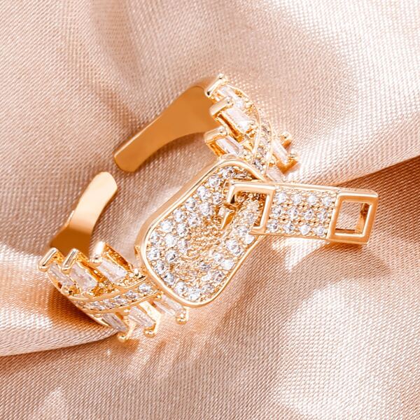 

Rhinestone Decor Ring, Gold