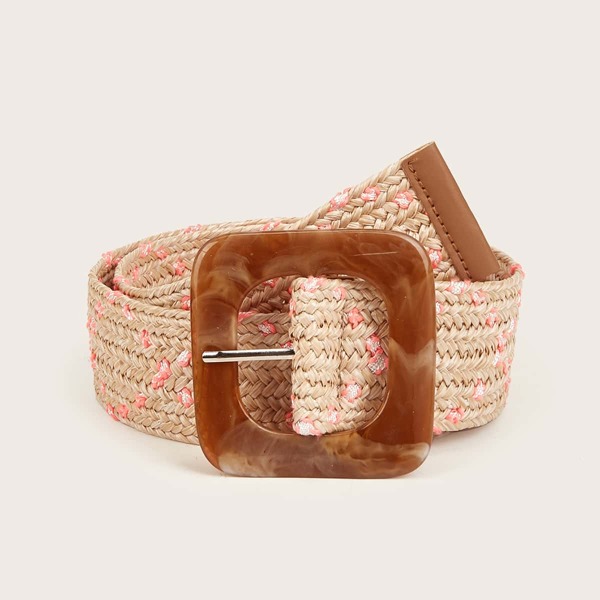 

Square Buckle Woven Belt, Multicolor