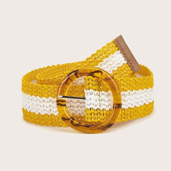 

Round Buckle Woven Belt, Multicolor