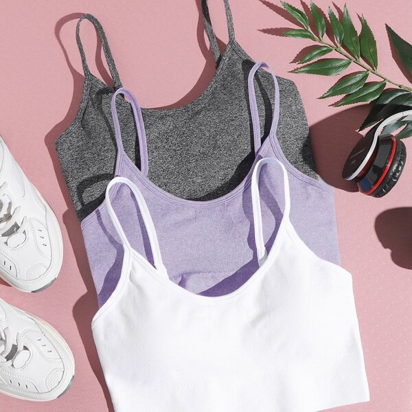 

3pack High Support Spaghetti Strap Sports Bra, Multicolor