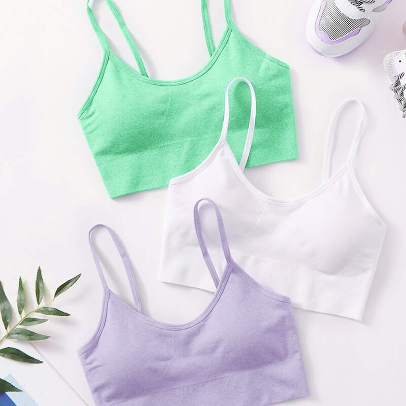 

3pack High Support Spaghetti Strap Sports Bra, Multicolor