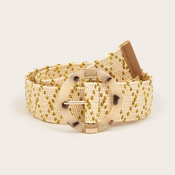 

Round Buckle Woven Belt, Multicolor