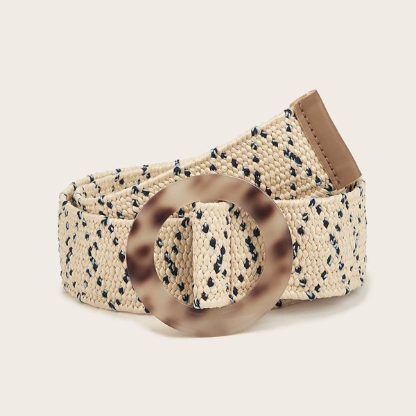 

Round Buckle Woven Belt, Multicolor