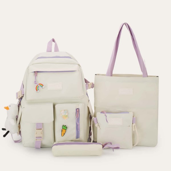 

4pcs Duck Charm Bag Set, Beige