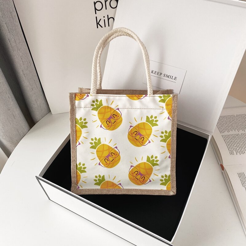 

Cartoon Pineapple Print Satchel Bag, Yellow