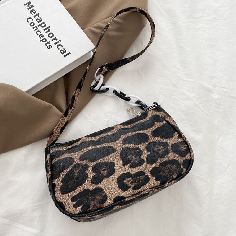 

Leopard Baguette Bag, Brown