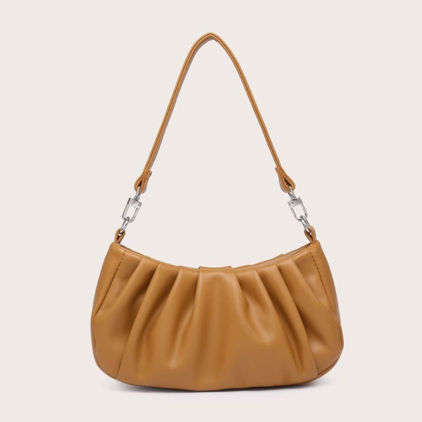 

Ruched Shoulder Bag, Brown