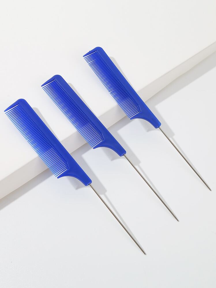 Set de 3 peines/cepillos de cola de rata para el peinado de todo tipo de cabello - Azul - Añade 1