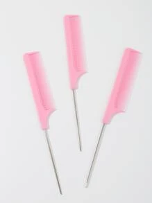 3 件装鼠尾梳发刷/发梳，适用于发型设计，适合所有发质，发刷、梳子、美发工具、美发产品及配件，适用于理发沙龙美容旅行必需品 - 粉色 - 查看 2